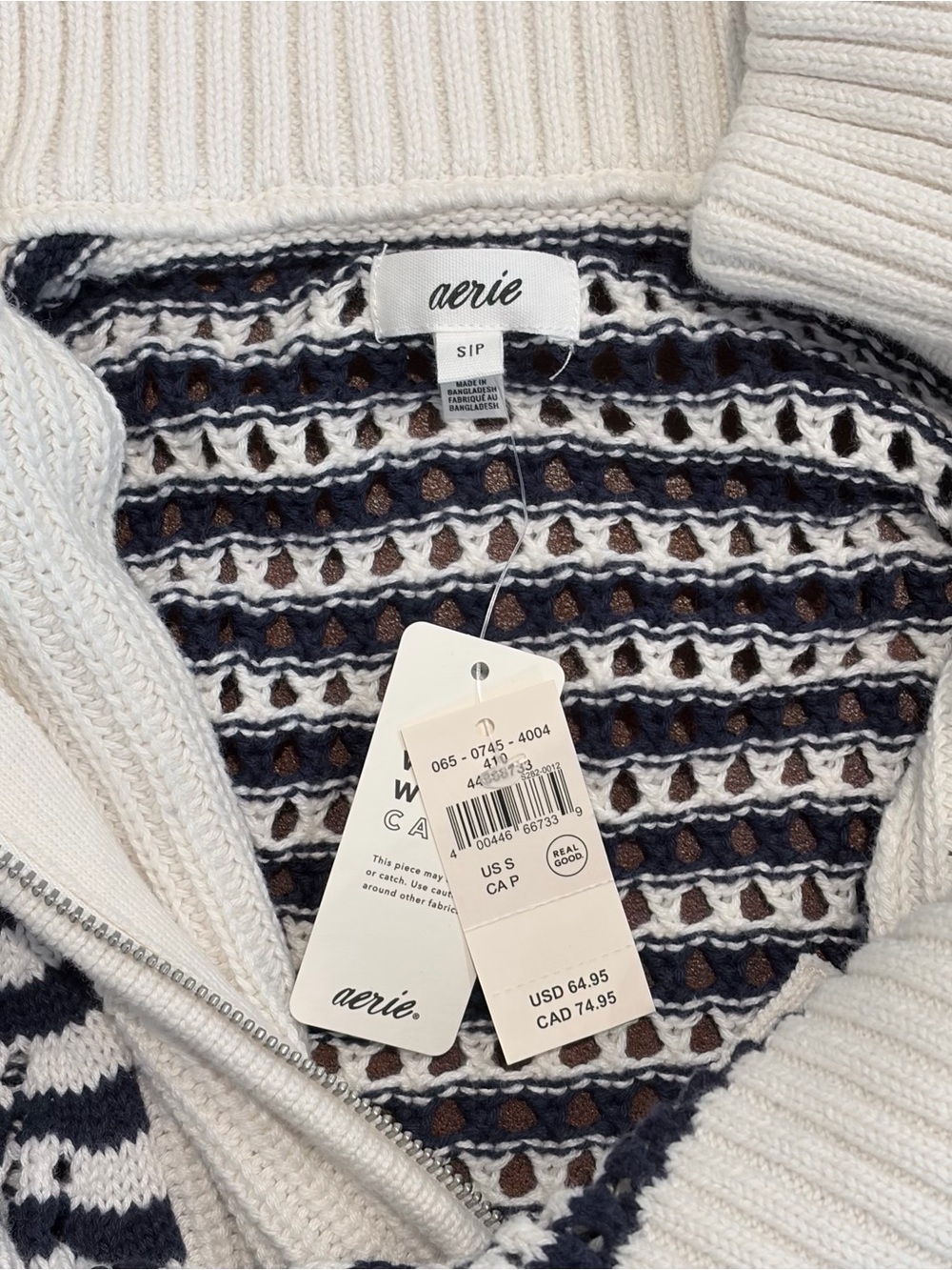 Aerie Coastal Grandmacore Nautical Stripe Oversized Sweater S Preppy Hamptons - Picture 2 of 9